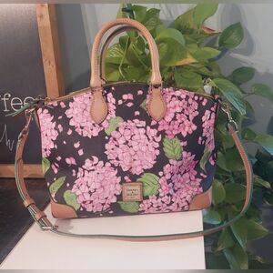 Dooney & Bourke Black and Pink Floral Satchel